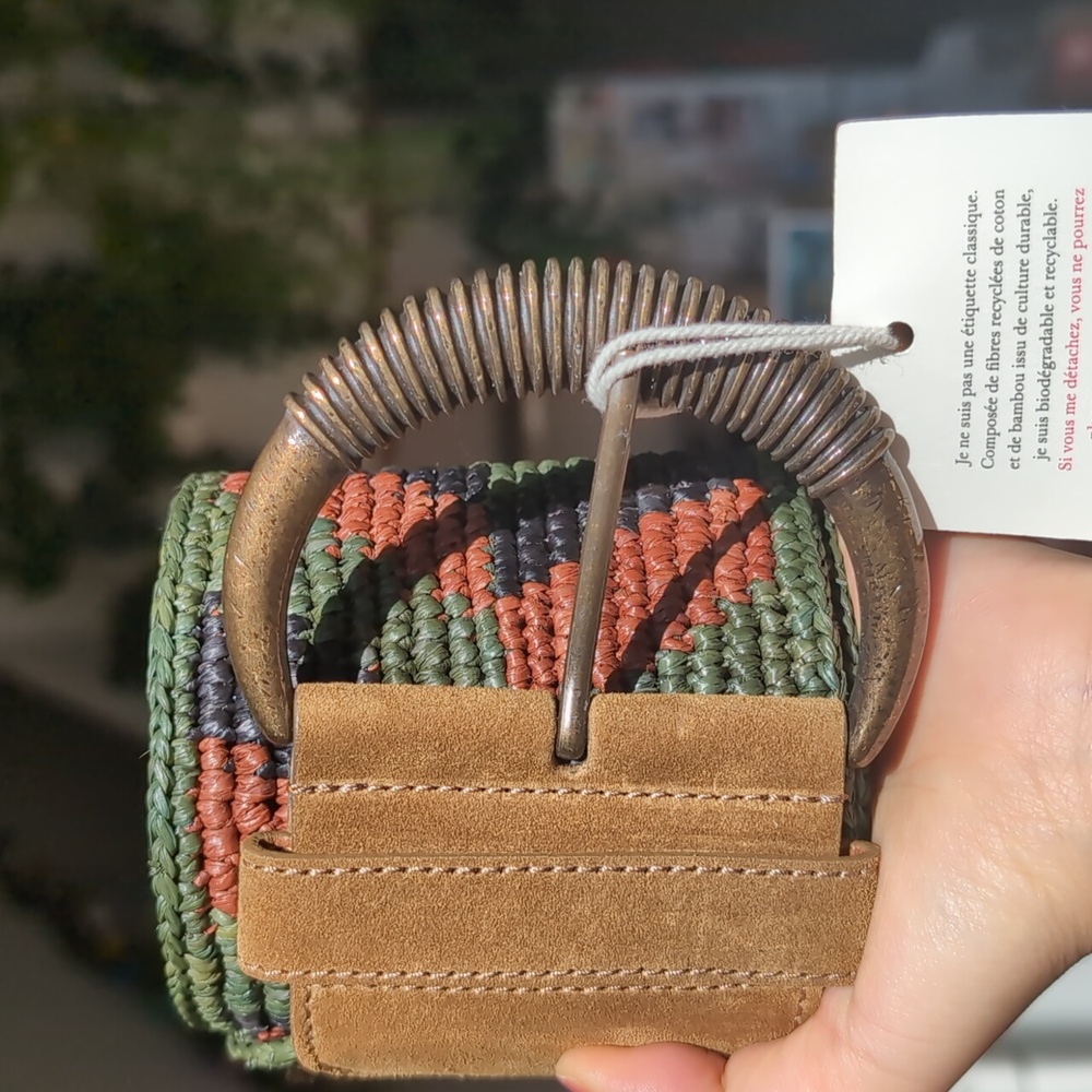 NWT Sezane Carlie Belt, Multicoloured / Khaki, Size 90 / Medium - Picture 2 of 8